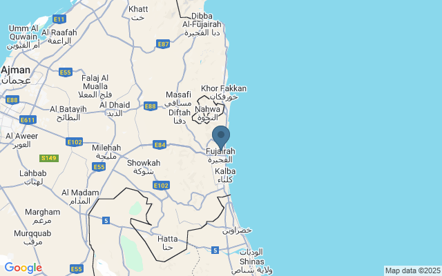 Kaart met locatie Fort Fujairah